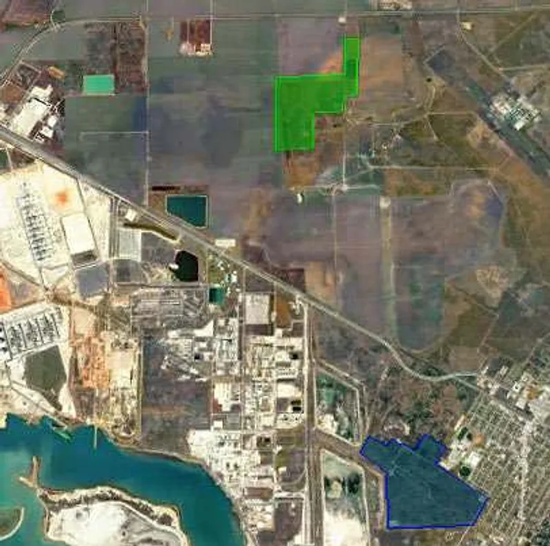 Aerial map with the Expansion Acreage and Exxon Tract outlined